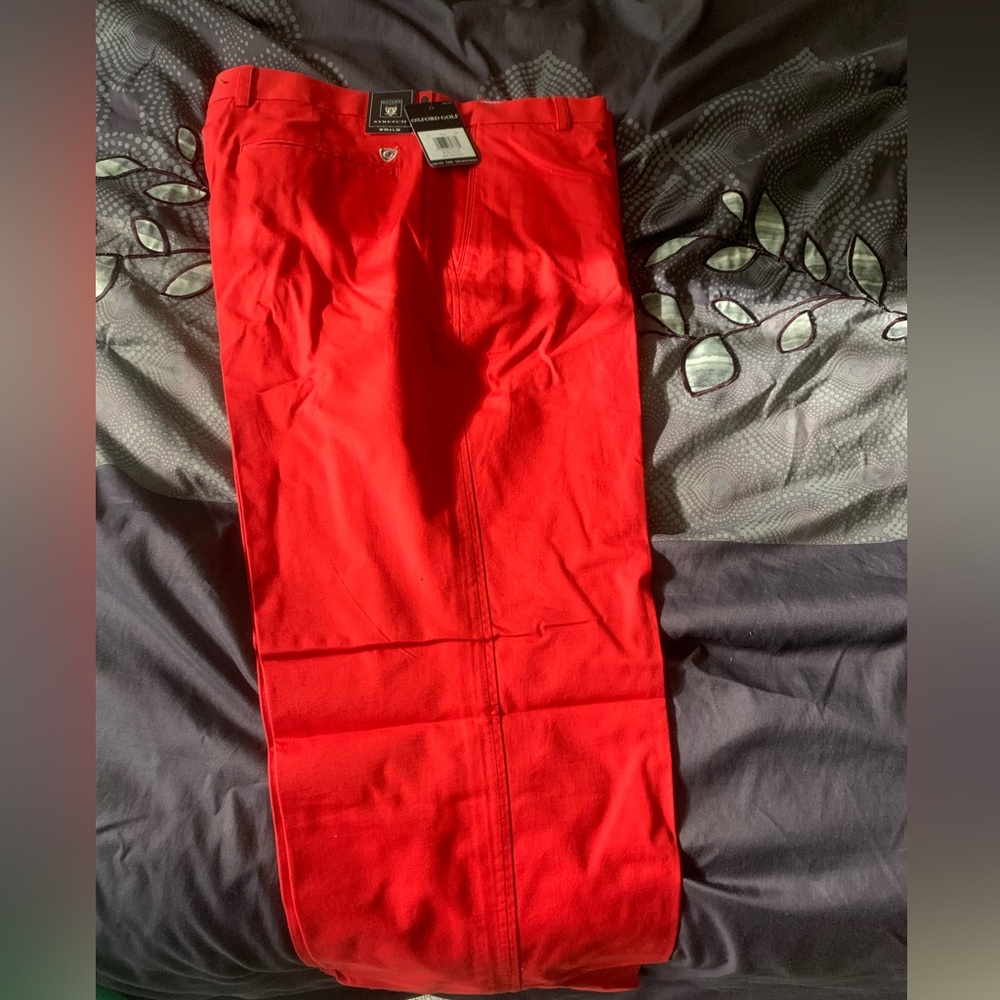 2 pairs of Oxford golf pants, 34-32, fern green and molten lava, NWT